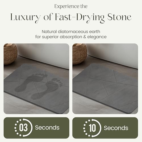 Quick Dry Shower Stone Bath Mat, Super Absorbent & Non-Slip 24 x 16 Inch Diatomaceous Earth Mat, Durable & Easy to Clean Diatomite Bath Mat for Bathroom Floor/Kitchen (River Silt) - color: River Silt