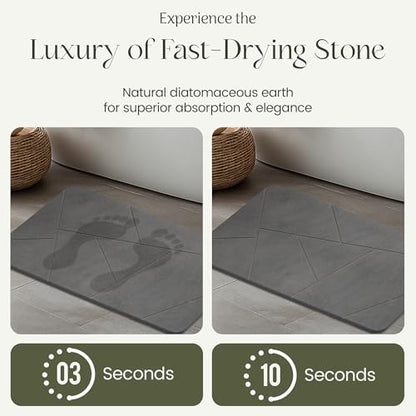 Quick Dry Shower Stone Bath Mat, Super Absorbent & Non-Slip 24 x 16 Inch Diatomaceous Earth Mat, Durable & Easy to Clean Diatomite Bath Mat for Bathroom Floor/Kitchen (River Silt) - color: River Silt
