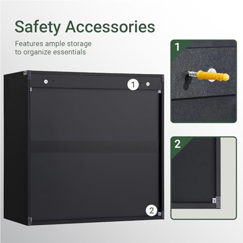 Over Toilet Wall Mount Bathroom Cabinet, Wall Size, Black | Wall-Mounted Over-Toilet Cabinet With Adjustable Shelf, Multi-Use Bathroom & Laundry Storage, HUS-BZR200 - color: Black2