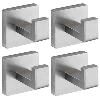 Brushed Nickel Towel Hooks for Bathrooms, Heavy Duty 33 Lbs Wall Mounted Stainless Steel Modern Hook, 4 Pack – Ideal for Hanging Towels, Robes, Coats, in Kitchen, Bedroom, Bathroom, or Hotel - color: Brushed Nickel