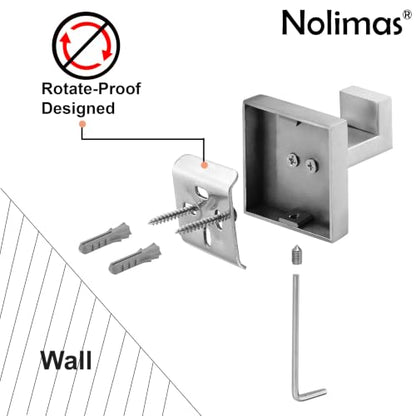 Nolimas Towel Hook Stainless Steel Bathroom Rustproof Clothes Towel Coat Hook Wall Mounted Square Toilet Kitchen, Heavy Duty Door Hanger, 2 Pack, Brushed Nickel - color: Brushed Nickel, size: 2 Pack