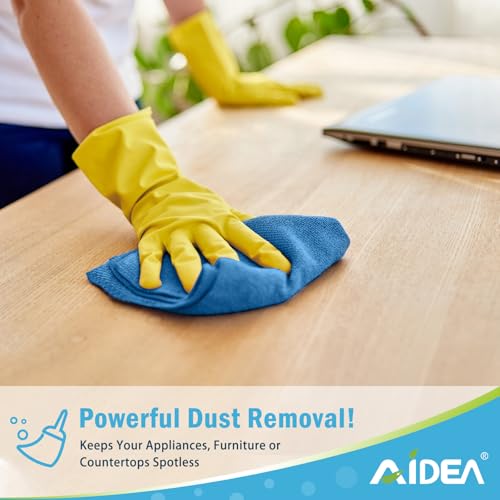 AIDEA Microfiber Cleaning Cloth, 50PK, Microfiber Towels for Cars, All Purpose Cleaning Rags for House, Dusting Cloth for Kitchen, Car, Window, 12"×12" - color: Blue/Yellow