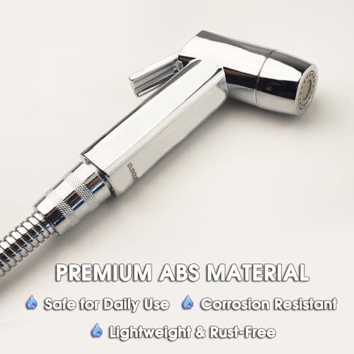Handheld Bidet Sprayer for Toilet, Lockable Push Button, 2 Spray Modes, High Pressure ABS Bidet Sprayer Set with Hose & T-Valve, Easy Install – Shiny Chrome - color: Shiny Chrome