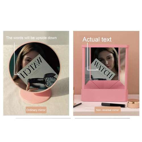 Non Reversing Ture Mirror, Small Free Standing True Vanity Mirror for Makeup, Precision and Calibration Free Design, Tabletop Real Reflections Beauty Mirror for Real Me (Black, Small)