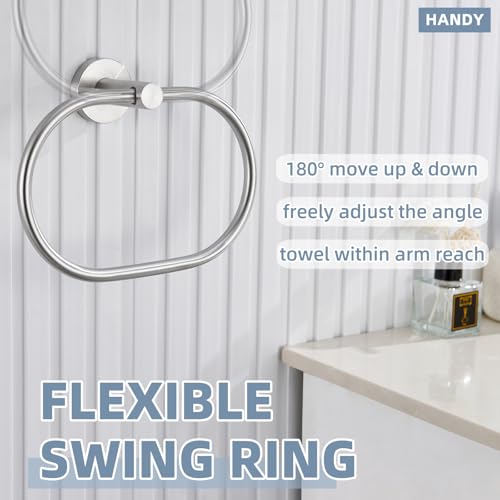 Swivel Hand Towel Holder for Bathroom, Brushed Nickel, Wall Mounted | Rustproof 304 Stainless Steel, 180° Rotating Towel Ring for Kitchen, Sink, Vanity, Oval Ring for Easy Towel Access - color: Brushed Nickel