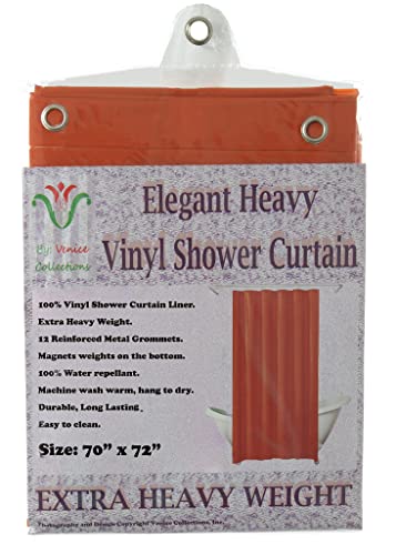 Elegant Heavy Duty Vinyl Shower Curtain Liner with 12 Metal Grommets Rust - color: Rust