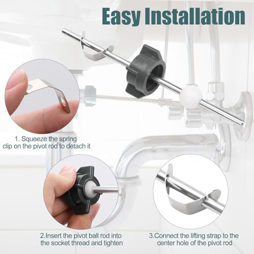 2pcs Bathroom Sink Stopper Replacement, Lavatory Pop up Center Piece Assembly with Pivot Rod Compatible with Price Pfister & Other Popular Brands for Models PS2673 PS469 PSB327 (Gray)