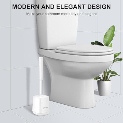 SetSail Toilet Brush 2 Pack, Self Closing Lid Toilet Bowl Brushes Holder and Extra Long Handle Ventilated Toilet Brush Set for Bathroom Cleaning, Nylon Bristles, Pure White - color: Pure White, size: 2 packs