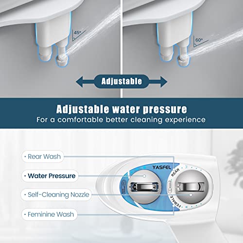 YASFEL Bidet Attachment for Toilet, Non-Electric Self-Cleaning Bidet Seat Attachment, Fresh Cold Bidet Attachment for Feminine/Posterior Wash, with Adjustable Pressure Control (Blue/White) - color: Blue White