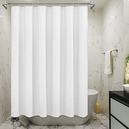 Embossed Microfiber Shower Curtain Liner 71 x 84, White | Extra Long, Machine Washable, Bottom Magnets, Water Repellent, 71x84 inches Soft Fabric Shower Curtain for Bathroom - color: White, size: 71"W x 84"L (Pack of 1)