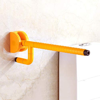 Grab Bars Handle Safety Support Hand Rails, Nylon Stainless Steel Anti-Slip Grab Bar,Single Arm White/Yellow Drop Fold Down Support Rail ,Bathroom Handrail For Elderly And Disabled , Toilet Safety Han - color: Yellow