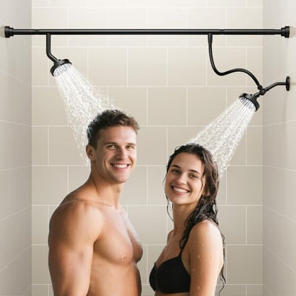 Dual Shower Head for Couples, Double Showerheads (Black) | High Pressure, Two Showerhead System Fit 2 Person People, Birthday Gifts for Women Men, Spa-Like, Segmented Design - color: Black