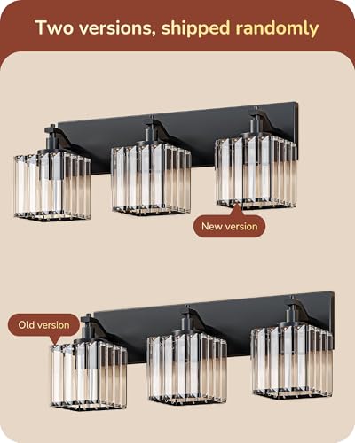 EDISHINE Modern 20.47'' 3-Light Black Crystal Bathroom Vanity Light Fixture | E26 Socket, Durable Metal Base, Wall Sconce for Powder Room, Bedroom, Dressing Areas - color: Black