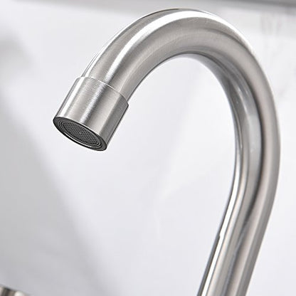 2 Handle 3 Hole 8 Inch Widespread Bathroom Faucet with Metal Pop-Up Drain, Brushed Nickel, WF015-1-BN - color: Brushed Nickel