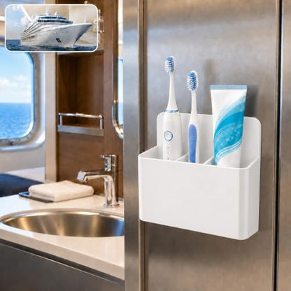 Magnetic Toothbrush Holder for Cruise Essentials, Wall Mounted Organizer for Caribbean/Alaska Cruise Essentials, Cruise Ship Essentials and Must Haves - color: White