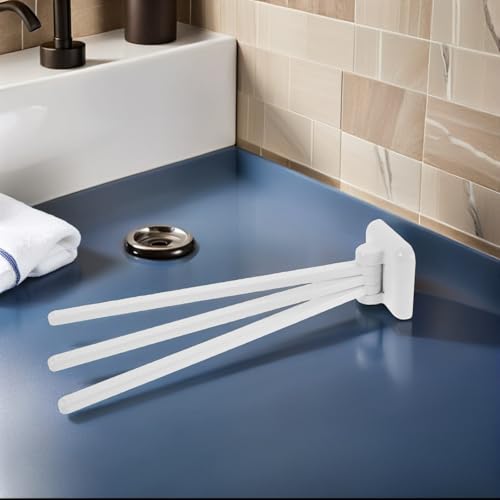 KICHOUSE 2pcs Swivel 3-Arm Stainless Steel Towel Rack, No Drill Wall Mounted Swing Out Holder Space Saving for Bathroom Kitchen RV Laundry Room