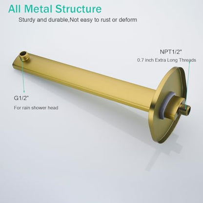 16 Inch Shower Arm with Flange,Stainless Steel Extension Extender Pipe for Fixed Rain Shower Head,Extra Long High Rise Shower Head Extension Arm,Champagne Bronze,SE-91119-16CB - color: Champagne Bronze(91119)