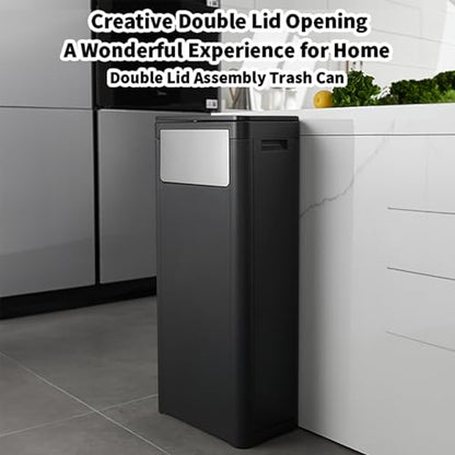 WanWanKa Trash Can with Lid, Large Tall 8 Gallon Commercial Trash Can, Plastic Waste Bin with Press top Lid, White Garbage Can Suitable for Kitchen, Bathroom, Bedroom, Living Room, Office(Black) - color: Black