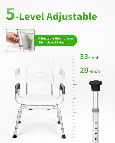 Shower Chair for Inside Shower - Swivel Shower Chair for Elderly and Disabled - Heavy Duty Shower Seat Bathtub with Arms for Handicap, HDB-788A - size: Swivel