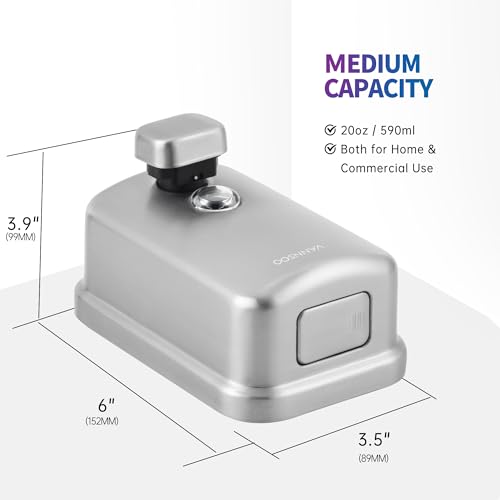 Commercial Soap Dispenser Wall Mount Bathroom, 20 fl.oz. | Liquid Brushed Stainless Steel Hand Sanitizer Dispenser - size: 20 fl.oz.