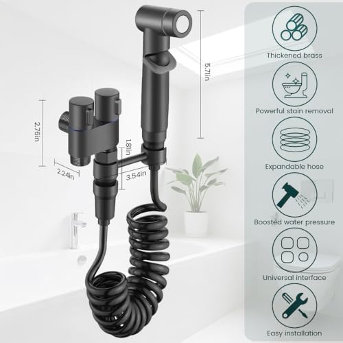 Handheld Bidet Sprayer for Toilet, Stainless Steel with Adjustable Pressure Valve & 78-Inch Hose, Easy Installation Sprayer Kit for Feminine Wash, Muslim Shower & Diaper Cleaning