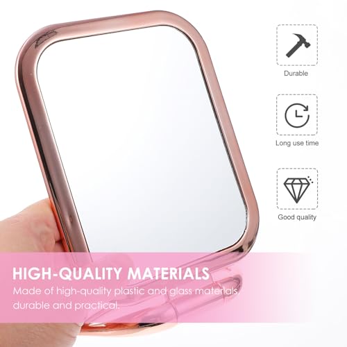 Amosfun Double Sided Makeup Mirror with Magnifying Side, Tabletop Folding Vanity Mirror for Bathroom Countertop and Vanities, Space-Saving Plastic Design in Stylish Golden Finish