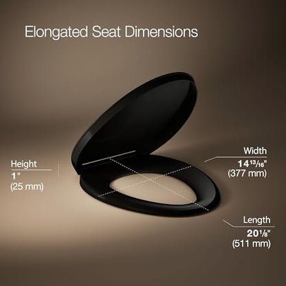 Kohler K-26801-7 Impro ReadyLatch Quiet Close Elongated Toilet Seat, Black - color: Black/Black, size: Elongated