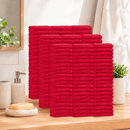 100% Cotton Washcloths 12x12 Inches, 600 GSM, Soft & Absorbent, Durable, Set of 200, Red - color: Red, size: Washcloth Set of 200