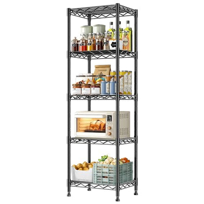 DurayLoly 15.8"W 5-Tier Narrow Wire Shelving, Adjustable shelf, for Kitchen | Slim 15.8"Wx11.8"Dx53"H, Leveling feet+anti-tip, Rustproof, 10-min tool-free assembly, For kitchen, bath, laundry, pantry - size: 15.8"W x 11.8"D x 53"H