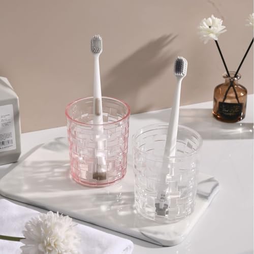 Gaolinci 2 Pcs Bathroom Cups, Clear Acrylic Toothbrush Holder, Tumbler Cup, 13 Oz - color: Clear