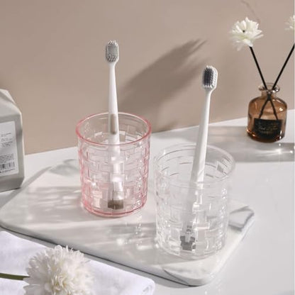Gaolinci 2 Pcs Bathroom Cups, Clear Acrylic Toothbrush Holder, Tumbler Cup, 13 Oz - color: Clear