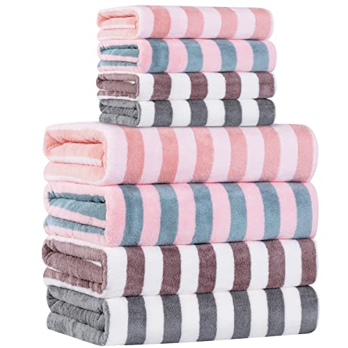 Microfiber Bath Towel Set 4 Bath Towels 4 Hand Towels 4 Colors for Shower Pool Beach Bathroom Super Absorbent Soft Quick Dry Lightweight