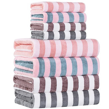 Microfiber Bath Towel Set 4 Bath Towels 4 Hand Towels 4 Colors for Shower Pool Beach Bathroom Super Absorbent Soft Quick Dry Lightweight
