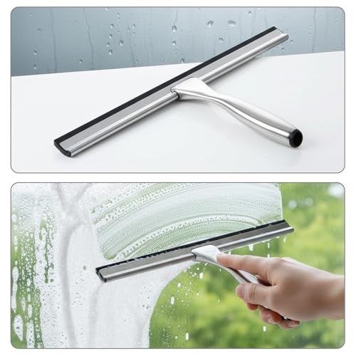 2 PCS Rubber Squeegee Replacement Blades, Black Squeegee Replacement Rubber 10 Inch Standard Shower Glass Doors Squeegees Replacements Squeegees Silicone Accessory, Black