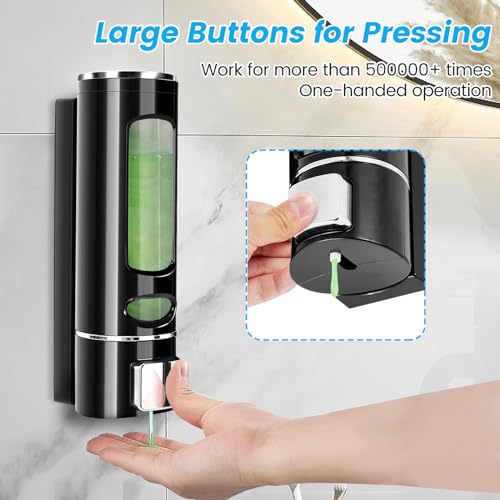 Wall Mounted Hand Soap Dispenser, 400ml Bathroom Shower Dispenser Gel Container Shower Pump Dispenser and Organizer for Bathroom Kitchen Hotel, Refillable Liquid Lotion Soap Dispenser, Black - color: Black