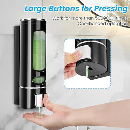 Wall Mounted Hand Soap Dispenser, 400ml Bathroom Shower Dispenser Gel Container Shower Pump Dispenser and Organizer for Bathroom Kitchen Hotel, Refillable Liquid Lotion Soap Dispenser, Black - color: Black