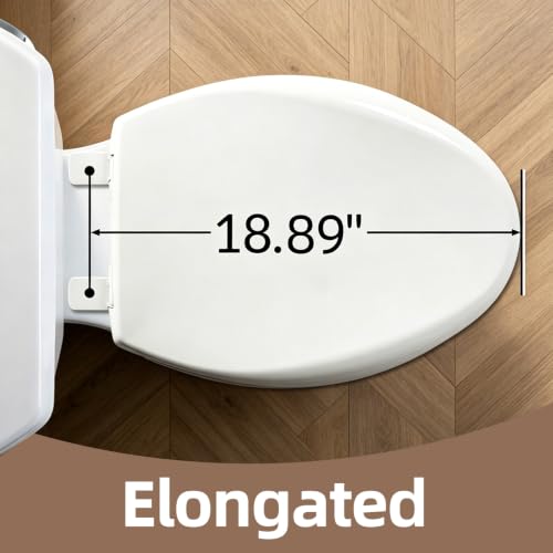 18.9" Elongated Toilet Seat Soft Close, Commercial Toilet Seat | Soft Close Toilet Lid | Commercial & Guest Room | Open Front U-Shaped | Easy Install | Fits 18.89"x14.37" Bowls - size: 18.89''X14.37''