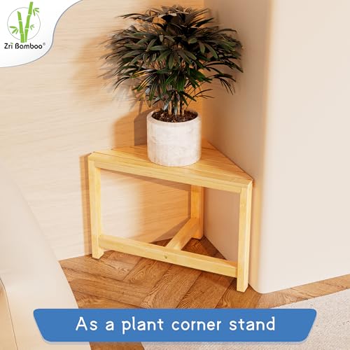 Shower Stool for Inside Shower - Small Bamboo Corner Shower Foot Rest for Shaving Legs,12 in High