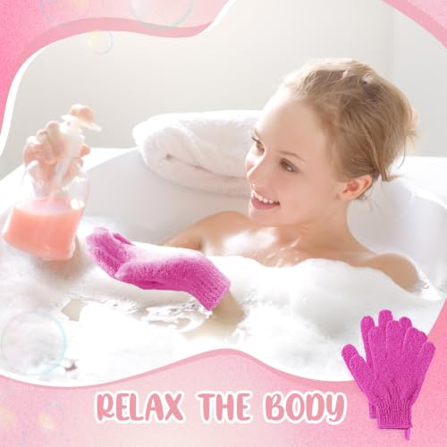 Didaey 104 Pcs Exfoliating Glove Bulk Shower Gloves with Hanging Loop Exfoliating Body Scrubber Dead Skin Remover for Body Bath Beauty Spa Massage Scrubs Men Women Bathing(Rose Red) - color: Rose Red