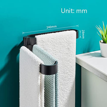 DCFV Wall Mounted Towel Holder, 180°Rotation Bathroom Hand Towel Holder, Space Aluminum Towel Bar, Kitchen Towel Rack, Multiple Uses