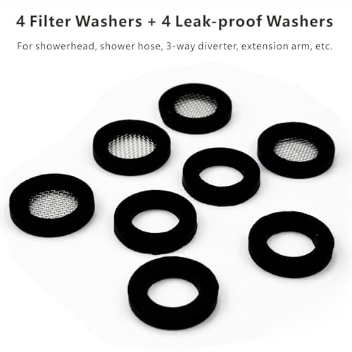 Voolan 4 Pack 3/4" Shower Head Filter Gasket + 4 Pack Rubber Washer, Creates A Seal to Prevent Leakage, for 1/2" Fixed Shower Head/Handheld Shower Hose - style: 8 Pack