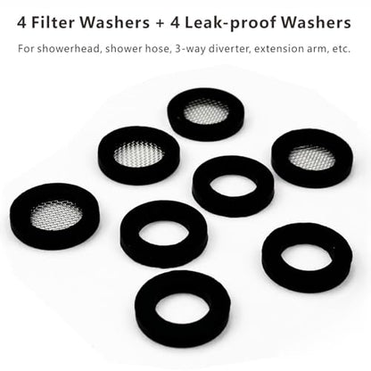 Voolan 4 Pack 3/4" Shower Head Filter Gasket + 4 Pack Rubber Washer, Creates A Seal to Prevent Leakage, for 1/2" Fixed Shower Head/Handheld Shower Hose - style: 8 Pack