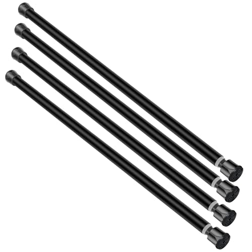 Cupboard Bars Spring Tension Rod, Adjustable 12-20 Inches, No Drilling Small Tension Shower Curtain Rod Ideal for Small Windows, Lockers, Kitchen，Wardrobes,4PC-13TD12-20BLKx4 - color: black, size: 12"-20" 4pcs