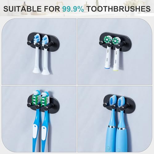Electric Toothbrush Head Holder, Toothbrush Holders Wall Mounted, Adhesive Tooth Brush Head Holder Organiser, Electric Toothbrushs Holder, Shower Tooth Brushing Holder (Black, Small) - color: Black, size: Small