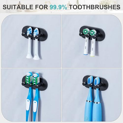 Electric Toothbrush Head Holder, Toothbrush Holders Wall Mounted, Adhesive Tooth Brush Head Holder Organiser, Electric Toothbrushs Holder, Shower Tooth Brushing Holder (Black, Small) - color: Black, size: Small