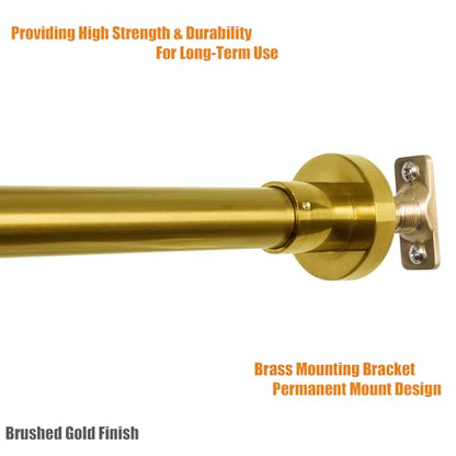 Heavy Duty Shower Rod, Adjustable Shower Curtain Rod, Expandable 47-84 Inch, Permanent Mount Shower Rod, Never Rust Stainless Steel For Window Curtain and Closet, Brushed Gold - color: BRUSHED GOLD