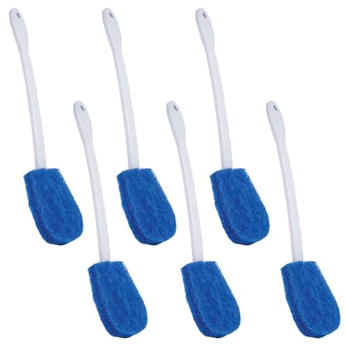LOLA Bath & Toilet Bowl Scrubber Brush w/Comfort Handle, 6 Pack, w/Hang Hole. Non-Scratch, Removes Rings w/Scrubbing Pad - size: 6 Pack, style: Bath & Toilet Scrubber Brush