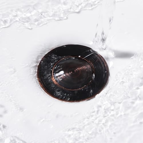 Pop up Sink Drain Stopper for Bathroom Vessel Vanity Sink Art Basin Oil Rubbed Bronze, Small Cap with Overflow, Metal Pop-up Drain Strainer with Detachable Basket Stopper (Pack of 2) - color: Oil Rubbed Bronze, size: With Overflow (Pack of 2)