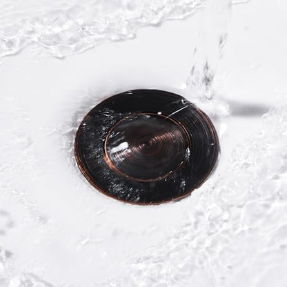 Pop up Sink Drain Stopper for Bathroom Vessel Vanity Sink Art Basin Oil Rubbed Bronze, Small Cap with Overflow, Metal Pop-up Drain Strainer with Detachable Basket Stopper | Pop Up Drain, Made of Metal, Small Cap, with Detachable Basket Stopper, Drain Fast