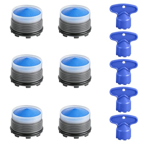 Hibbent 6PCS Sink Faucet Aerator M18.5, Aerator Replacement with 5PCS Removal Wrench Keys, 18.5mm Male Thread Flow Restrictor for Kitchen & Bathroom Faucet